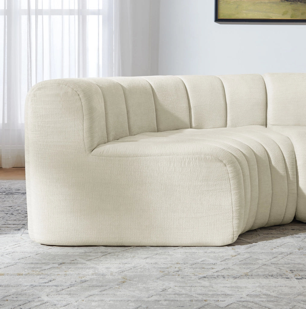 Divano angolare modulare componibile in chenille beige