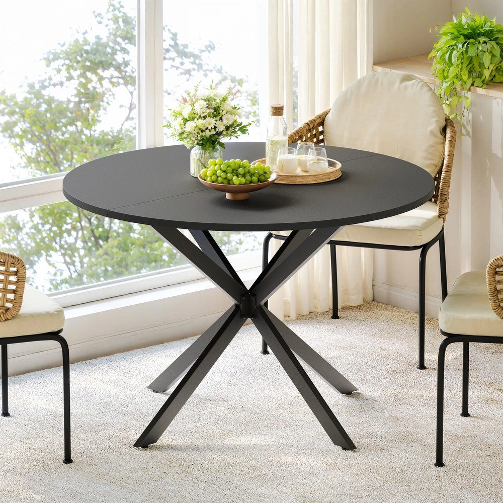 Tavolo Rotondo con Gambe a X ¨C MINIMAL ¨C Nero, 120 cm