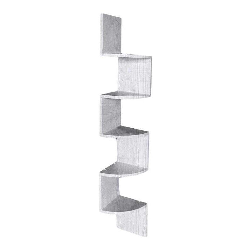 MENSOLA ANGOLARE IN LEGNO CON 4 RIPIANI 19X19X123 CM COLORE BIANCO