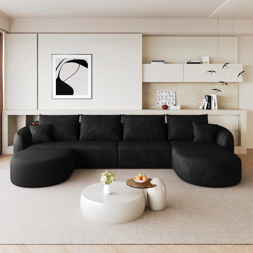 Divano angolare U modulare ¨C Minimal ¨C nero tessuto imbottito 336cm