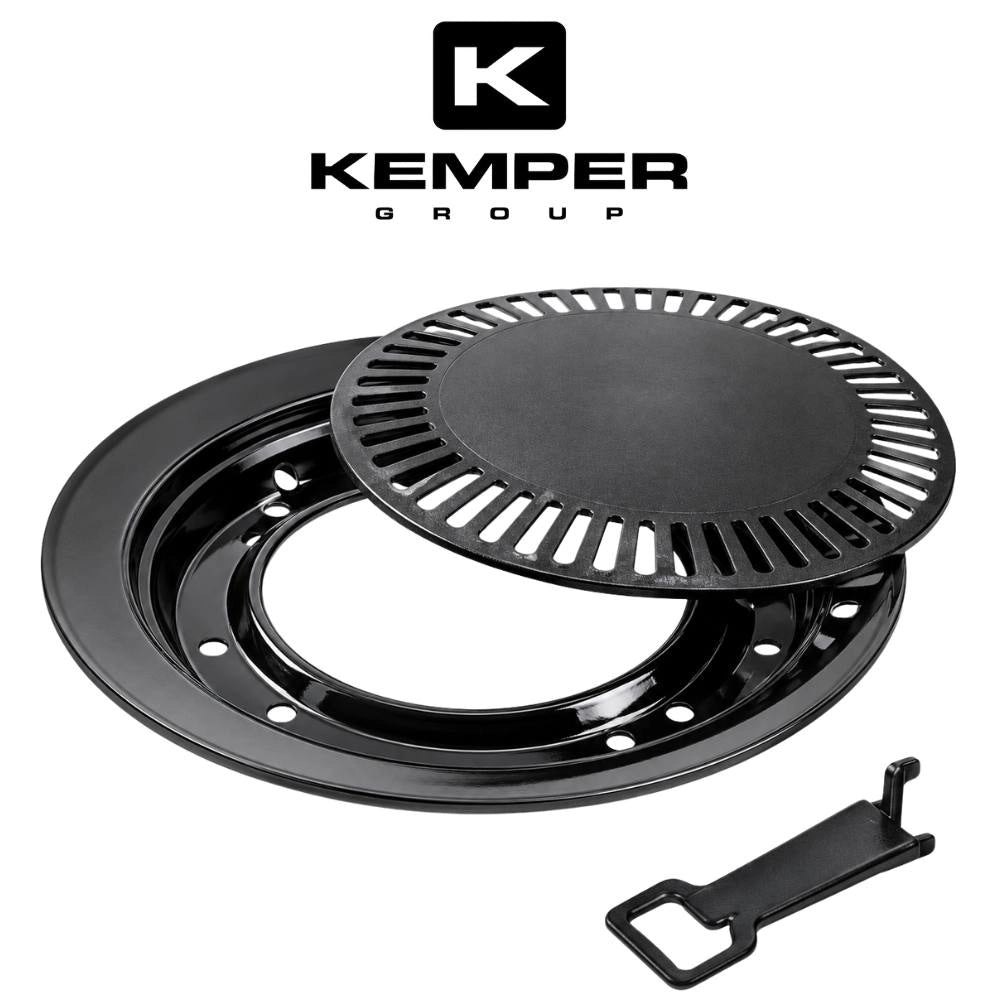 Kemper 104987p piastra con copertura antiaderente vassoio raccogli grassi gancio sollevamento apribottiglie integrato