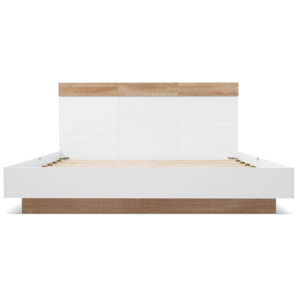 Letto Matrimoniale Imbottito  cm con Testiera Contenitore; White+Oak