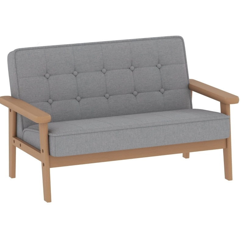 Divanetto per bambini ULEVR 77x42x48 cm a 2 posti, imbottito con braccioli, grigio