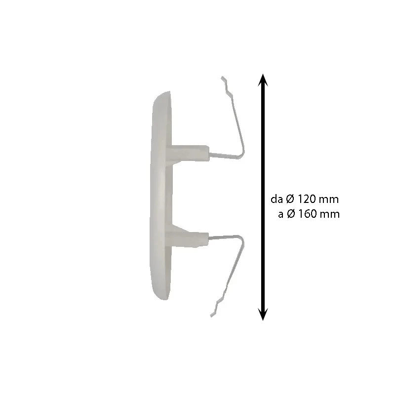 Griglia di aerazione tonda in alluminio con retina e molle : Dimensione - Ø140/200 pass.aria cm2 169