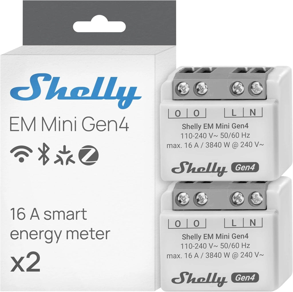 SHELLY - Shelly EM Mini Gen4 - confezione da 2 pezzi mini misuratori energia