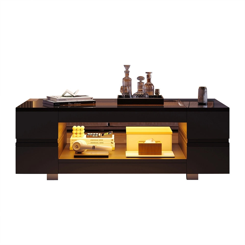 Tavolino-Xylo-Nero LED Bluetooth design cavo