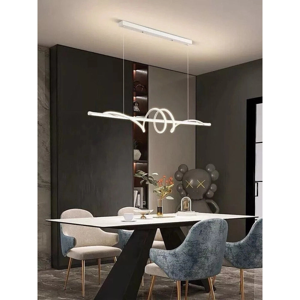 Trade Shop - Lampadario A Sospensione Led 65w Bianco Spirale Ondulato Luce 6500k Vortice Orizzontale 32439 -