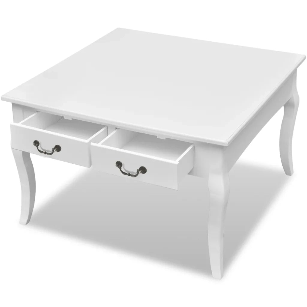 Tavolino da Salotto con 4 Cassetti Bianco 242436