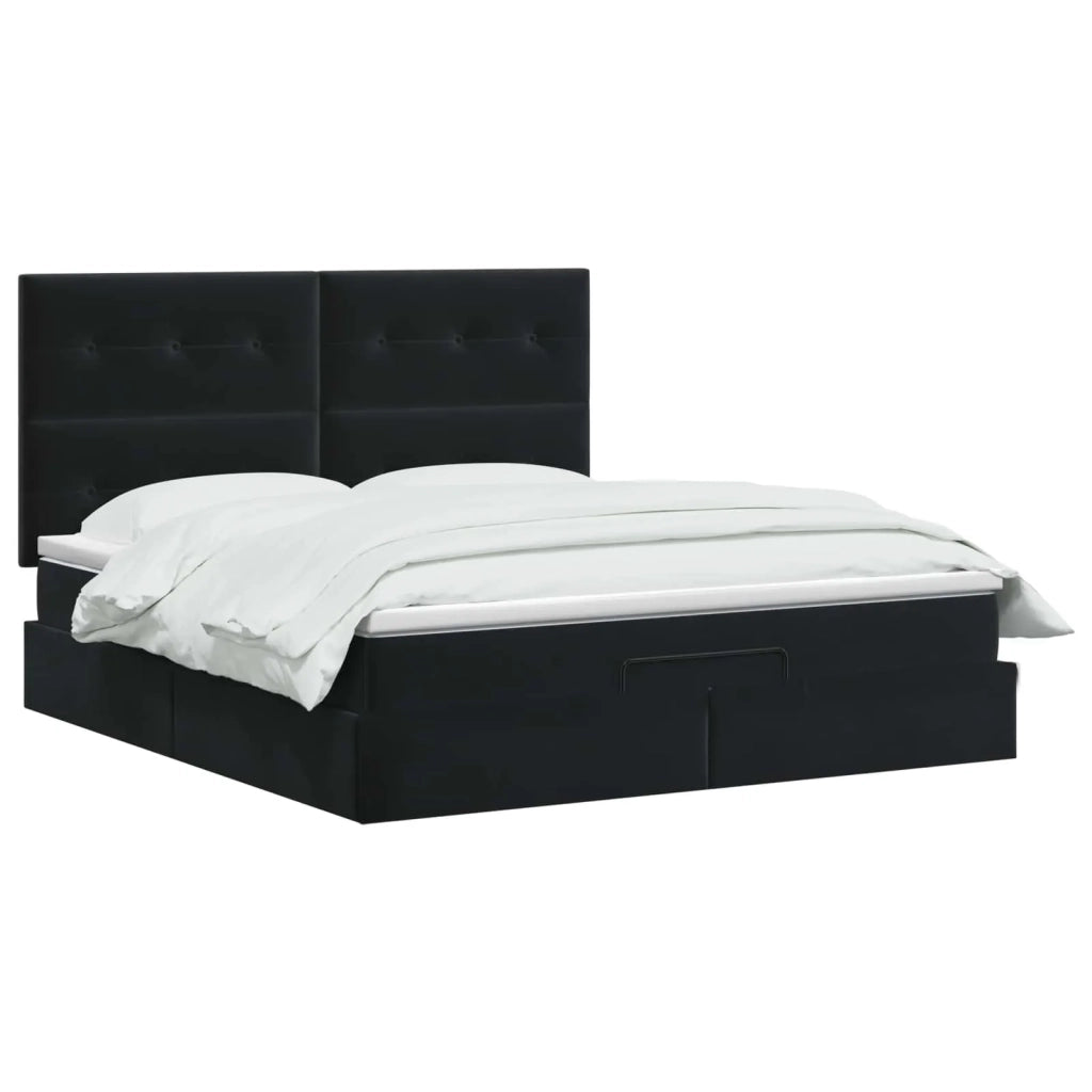 Letto Ottomano con Materasso e LED Nero 140 x 200 cm Velluto 3458309