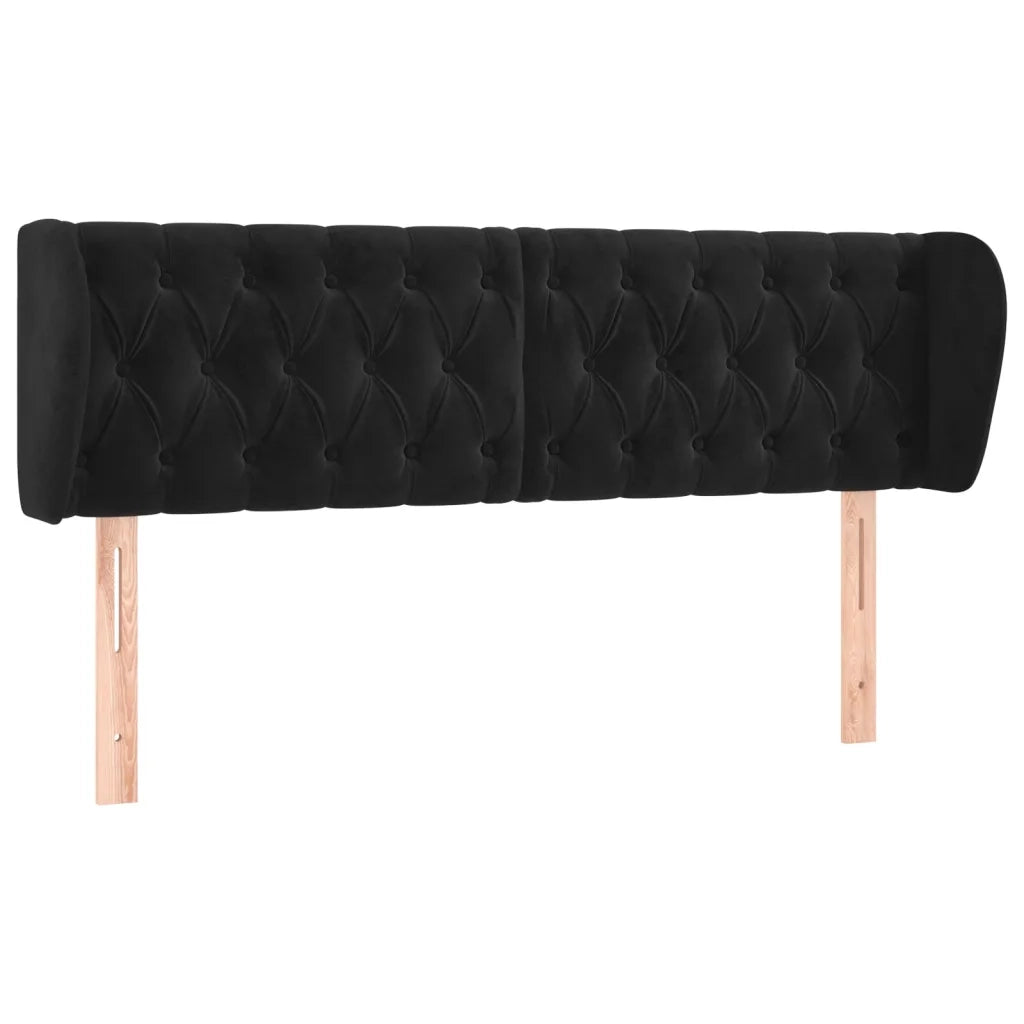 Testiera ad Orecchio-Testata con Orecchie Nera 163x23x78/88 cm in Velluto 263517