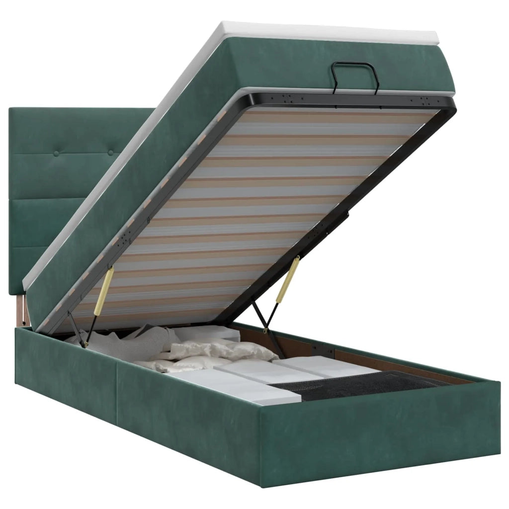 Letto ottomano con materasso Verde Scuro 80 x 200 cm Velluto 3457686