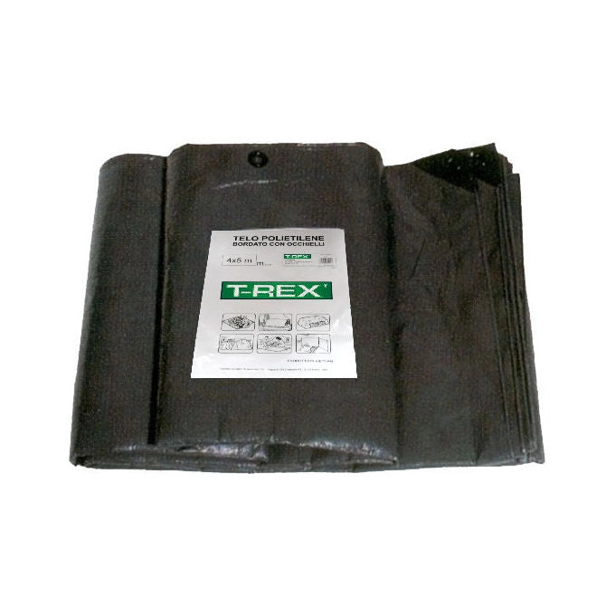 TREX 01919 Telone Plastica Tessuto Occhiellato Rinforzato 100 g-m² Impermeabile Antistrappo Resistente UV Colore Verde Scuro