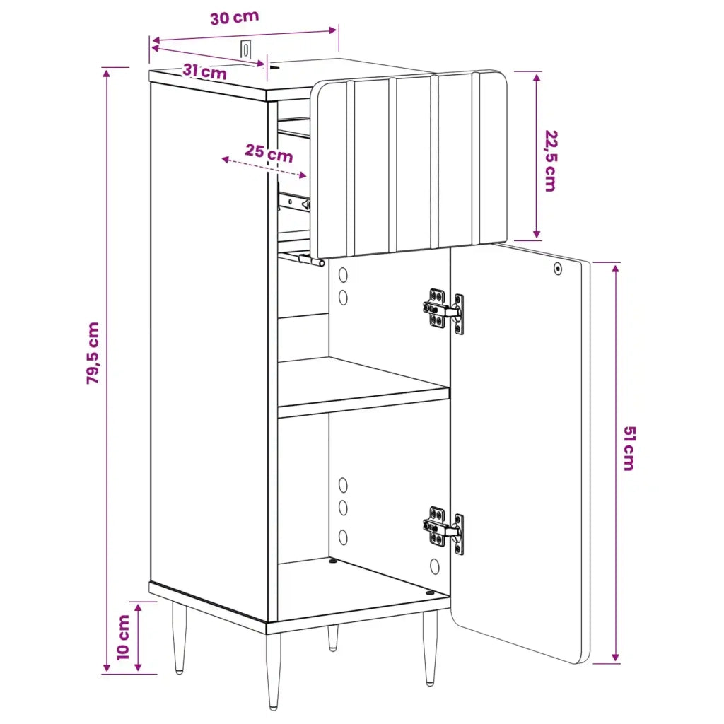 Mobiletto da Bagno ZWOLLE Grigio Cemento 30 x 31 x 79,5 cm 896388