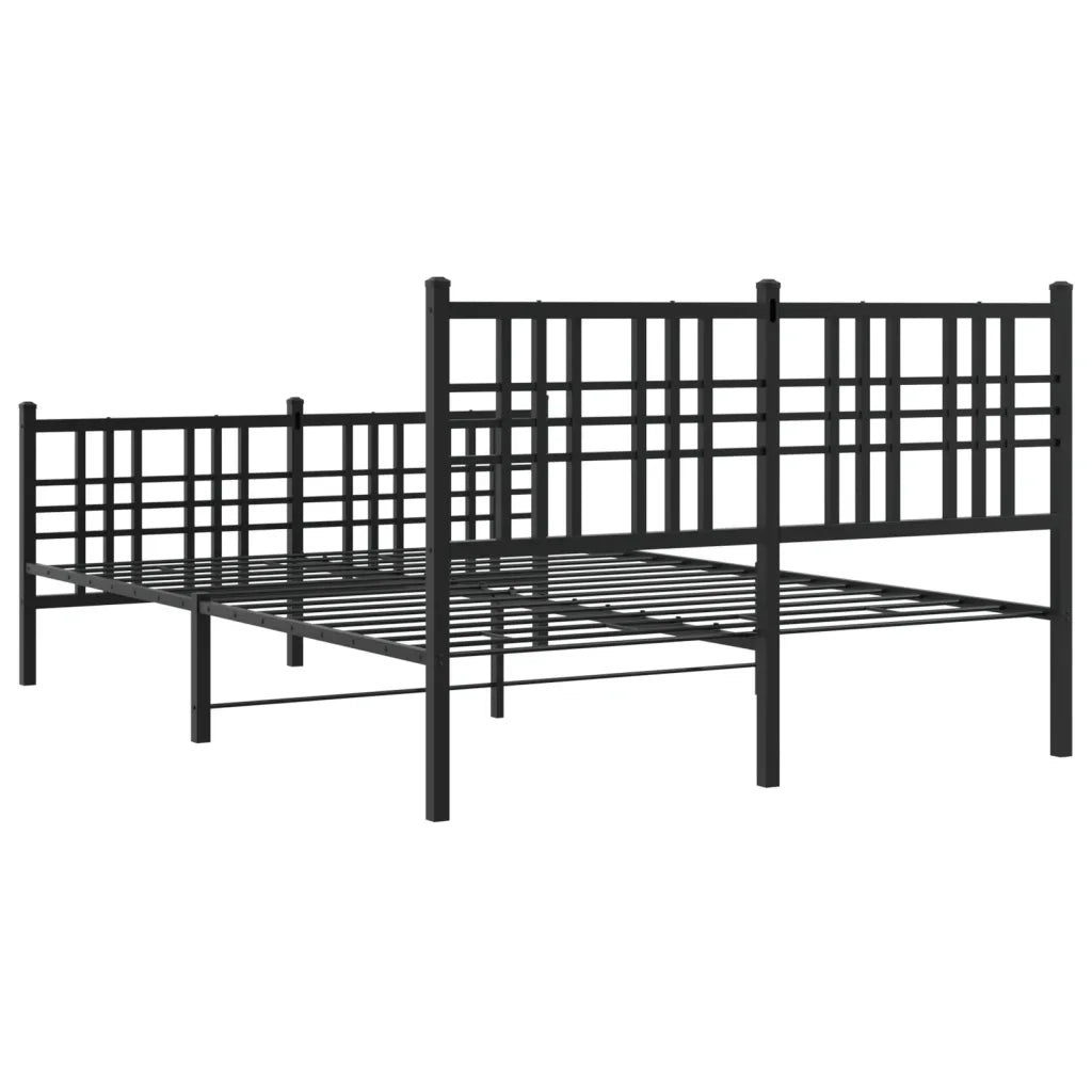 Letto matrimoniale | Letto per adulti | Giroletto con Testiera e Pediera Metallo Nero 137x190 cm