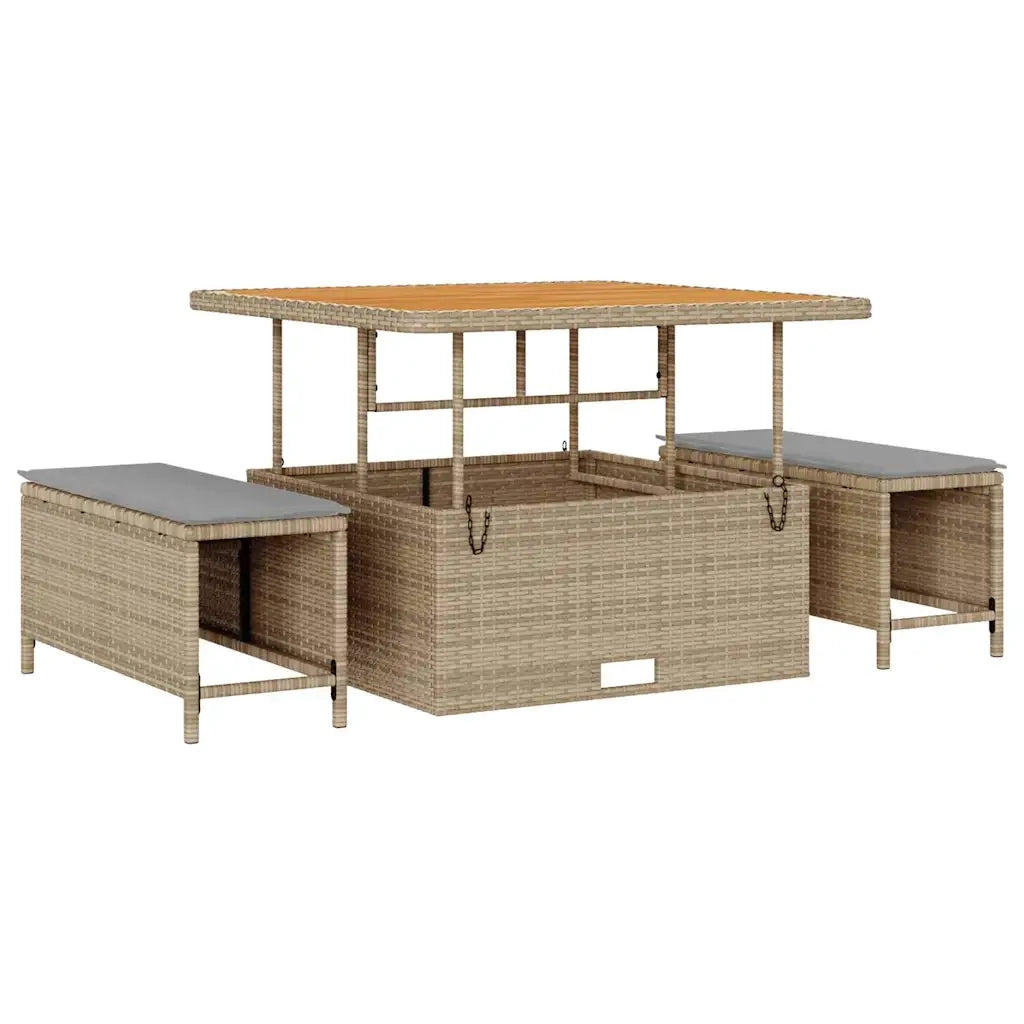 Set Divano da Giardino con cuscino 9 pcs Beige polyrattan 3362797
