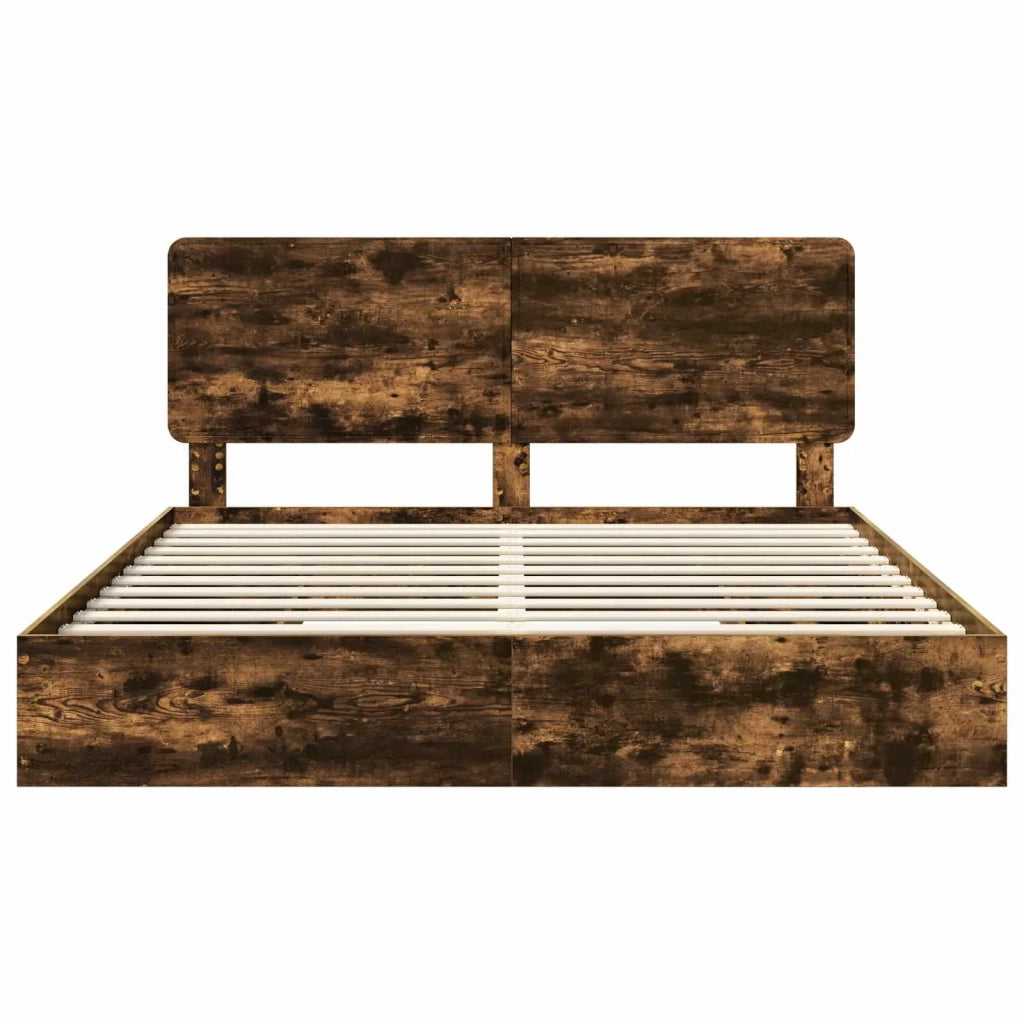 Letto con Contenitore con testiera Rovere fumé 180 x 200 cm 3412662