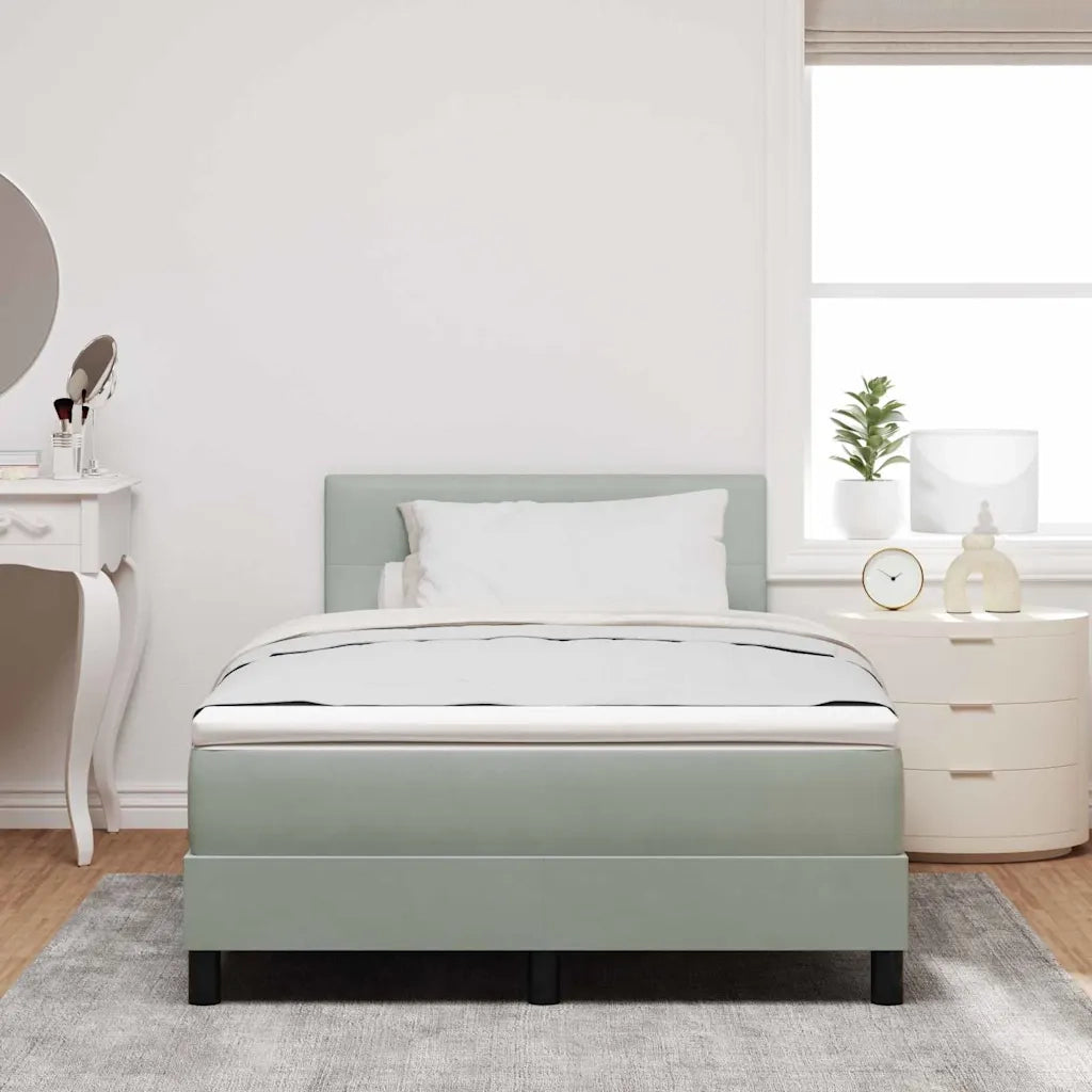 Letto a Sorgente LED con led Grigio chiaro 120 x 200 cm Velluto
