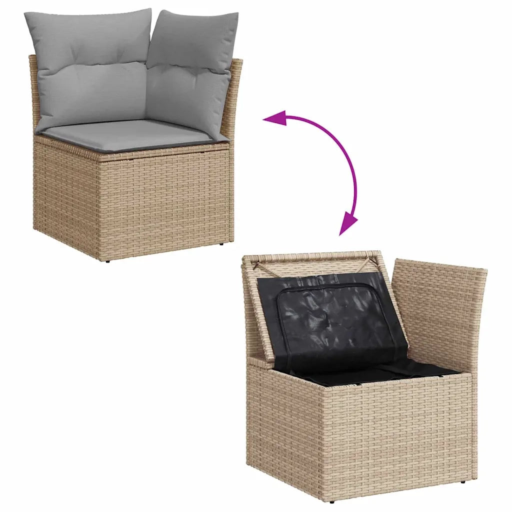 Set Divano da Giardino 8 pcs Beige e Grigio Chiaro polyrattan