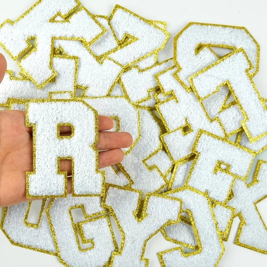 Lettere a chenille 26 pezzi - Autoadesivi - Lettere A-Z - Accessori per abbigliamento - Bianco - 7,98 cm grandi - Lettere autoadesive