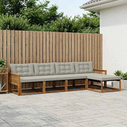 Set di divani da esterno 5 pz Naturale e Grigio Chiaro 3381363