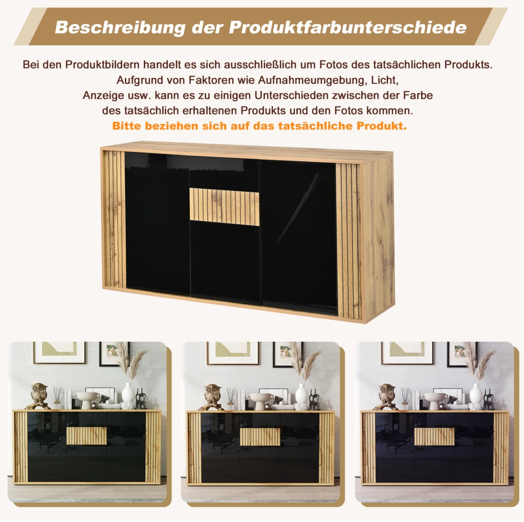 SIDEBOARD 3 ante 140x35x71 cm Nero e color legno