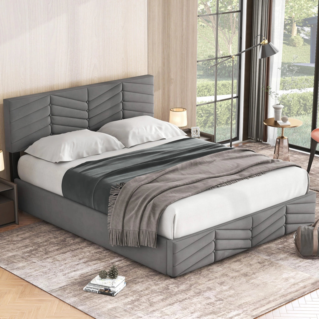 letto imbottito velluto grigio 140 x 200 cm