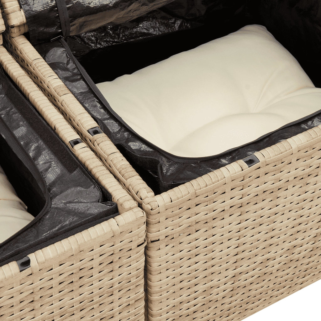 Set Divano da Giardino 10 pz con Cuscini Beige in Polyrattan 3257941