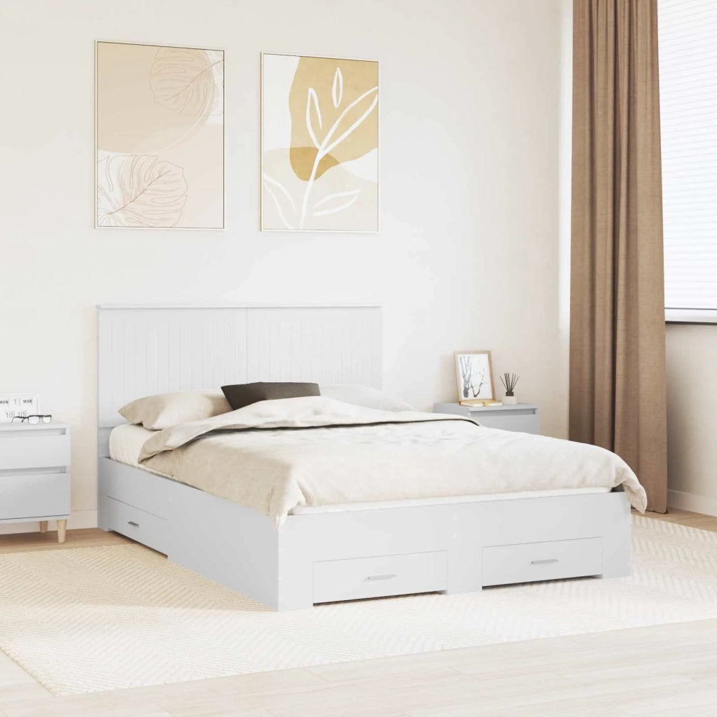 Struttura del letto-Giroletto-Rete del Letto Bianco 140 x 200 cm Legno multistrato 730444