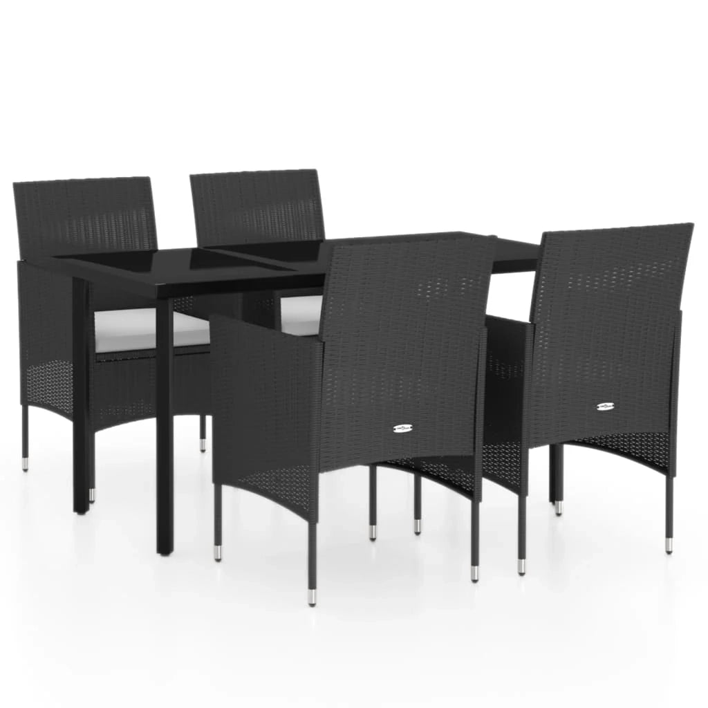 Set da pranzo da esterno nero da 5 pezzi con cuscini 02_0014155