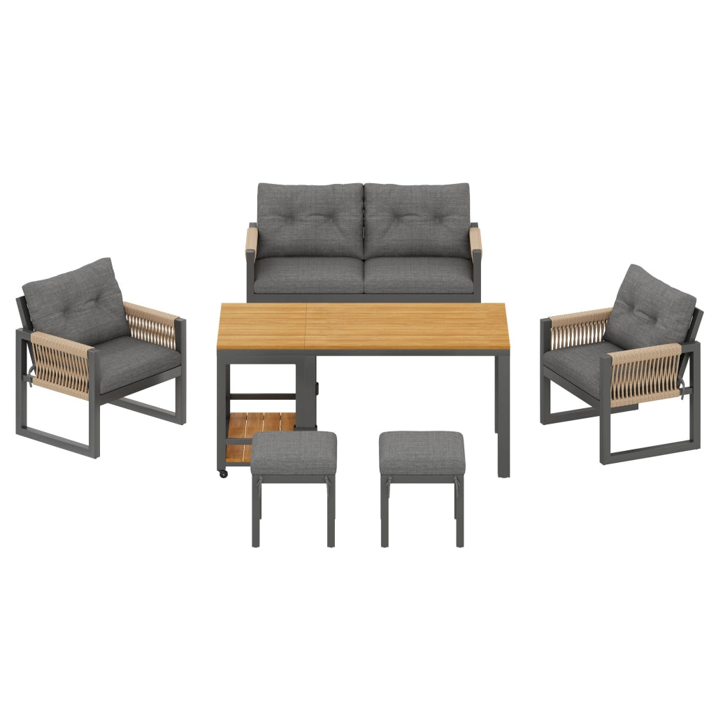 Salotto da giardino 150x79,5x75 cm ferro e poliestere grigio naturale