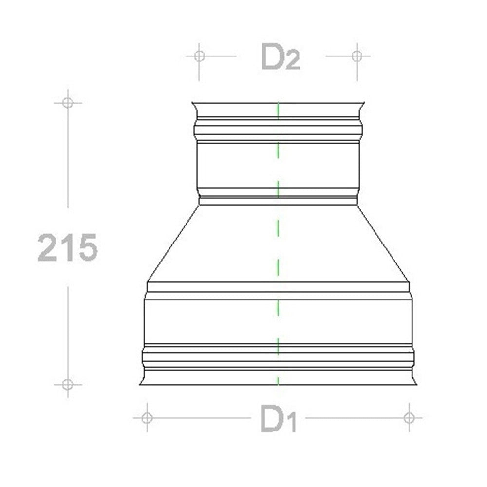 Raccordo inox 6 decimi aisi 304 da f 230 a f variabile, diametro 80mm