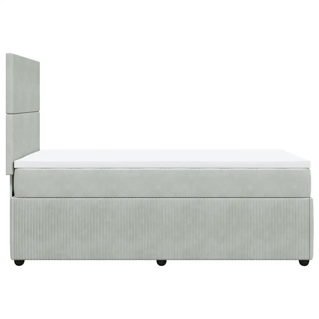 Giroletto a Molle con Materasso Grigio Chiaro 100x200cm Velluto