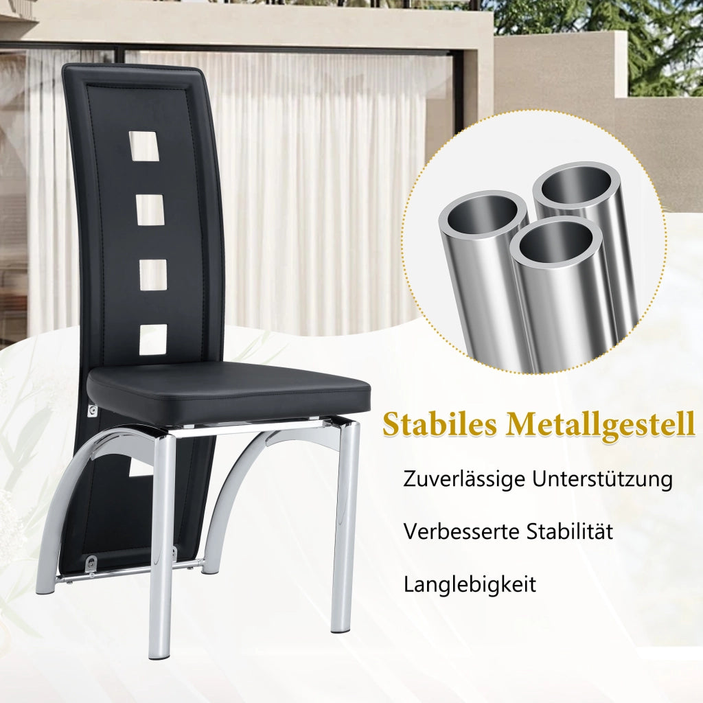 SEDIA DA PRANZO Set da 2 pezzi 102,5 cm PU nero metallo argento