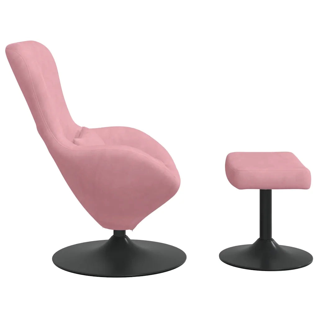 Poltrona | Sedia Egg con Pouf Rosa Velluto
