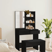 Toeletta con Specchio-Tavolo da Vanit¨¤ Nero 74,5x40x141 cm