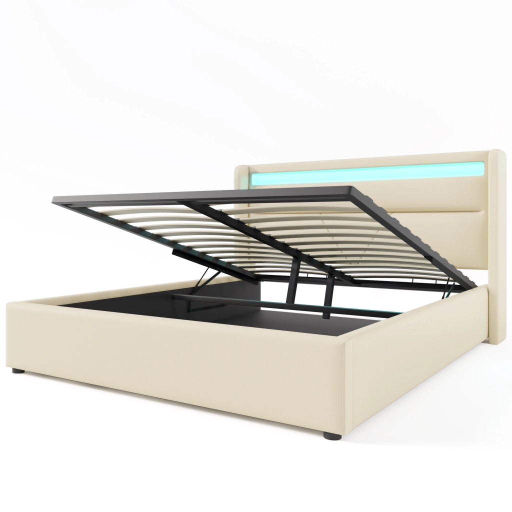 letto a stoccaggio idraulico in pu bianco 160x200 cm