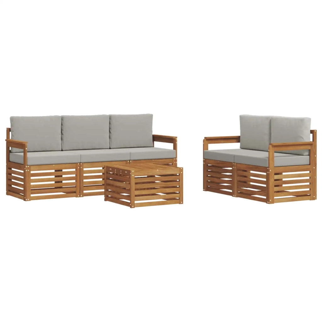 Set divani con cuscino 6 pcs Grigio Naturale e Chiaro 3374356