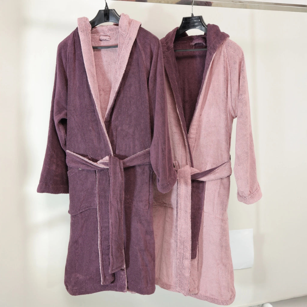 Selesi, Accappatoio 100% Cotone con Cappuccio Reversibile, Rosa