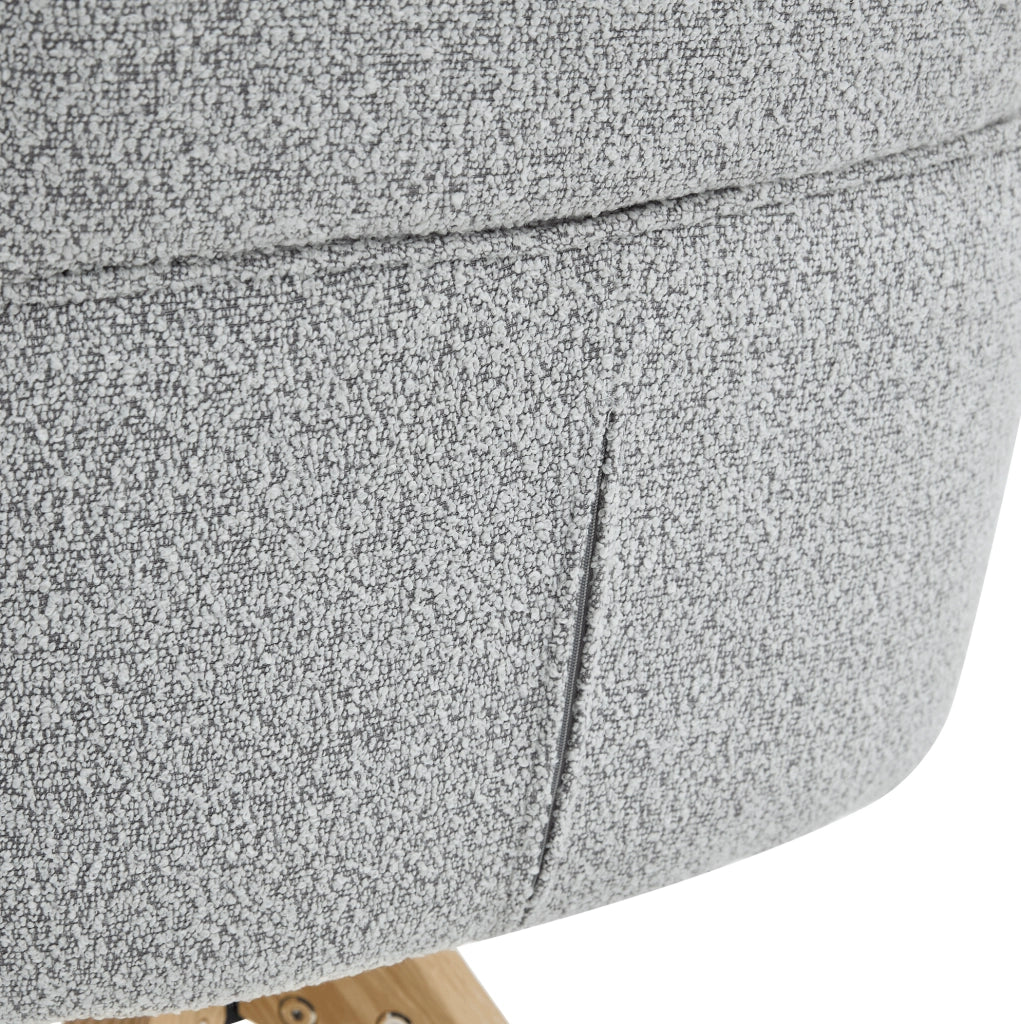 Set 2 sedie da pranzo girevoli 360° in tessuto grigio chiaro e legno massello HAVRYA