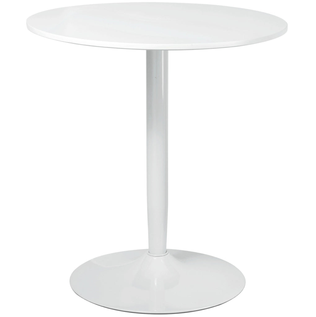 Tavolo da pranzo rotondo ?70x75 cm con base in acciaio e piano in MDF bianco