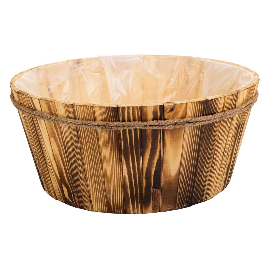 Cesto in legno e corda marrone d45x20h