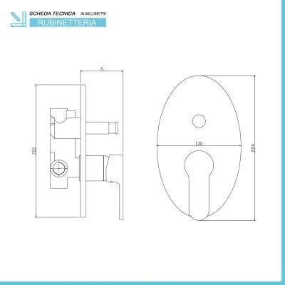 Set miscelatori cromati lavabo bidet e doccia incasso con deviatore Paco