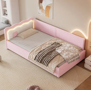 Letto da giorno con illuminazione LED ambientale; 90x200 cm; rosa