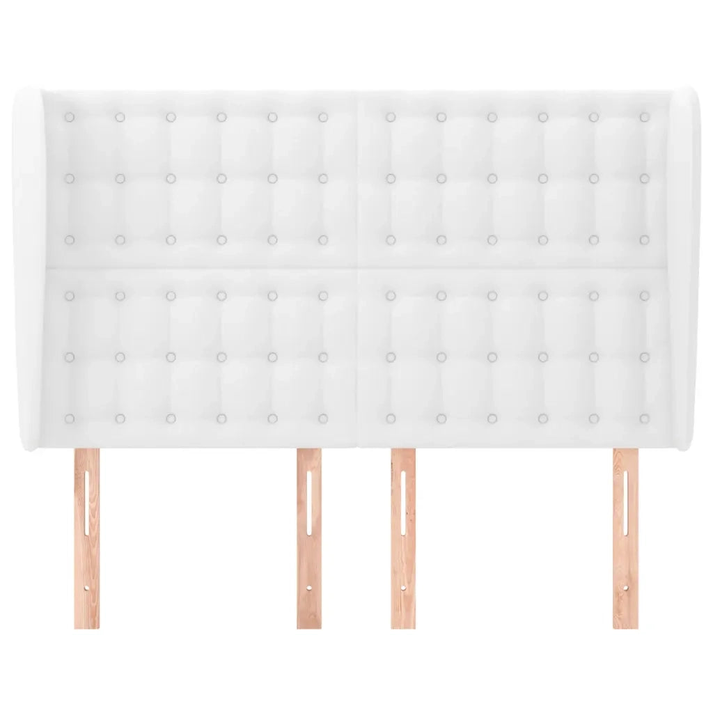 Testiera ad Orecchio Bianca 147x23x118/128 cm in Similpelle