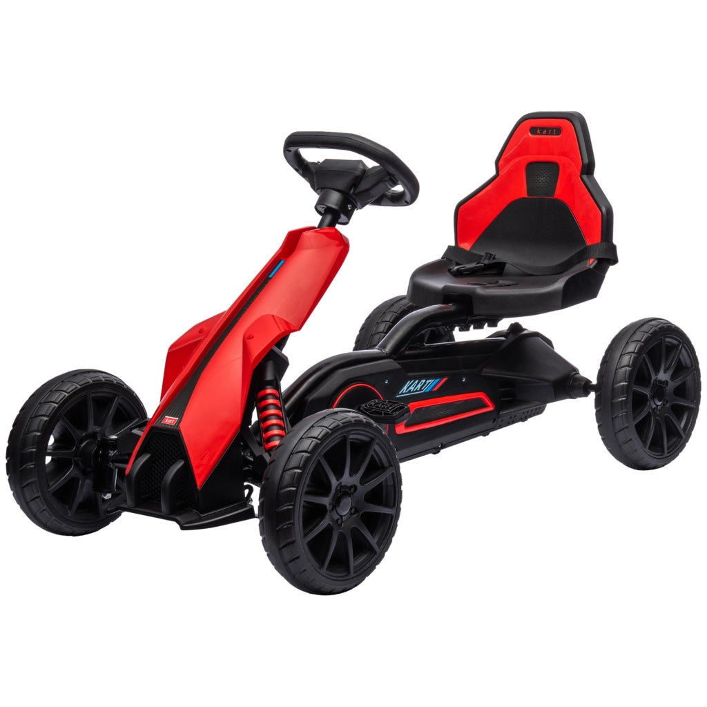EasyComfort Go Kart a Pedali per Bambini 3-8 Anni con Sedile Regolabile e Ruote in EVA, 100x58x58.5 cm, Rosso Nero