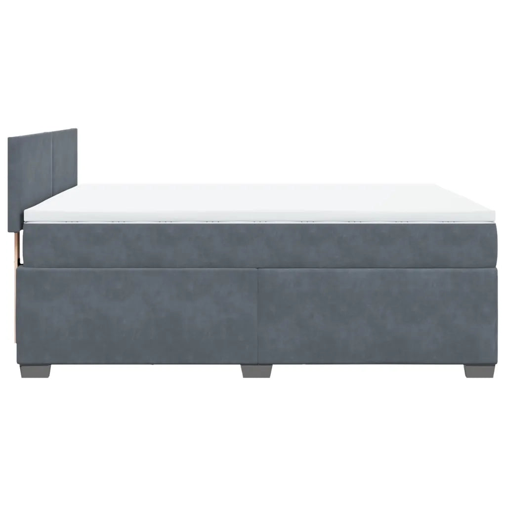 Giroletto a Molle con Materasso Grigio Scuro 160x200 cm Velluto