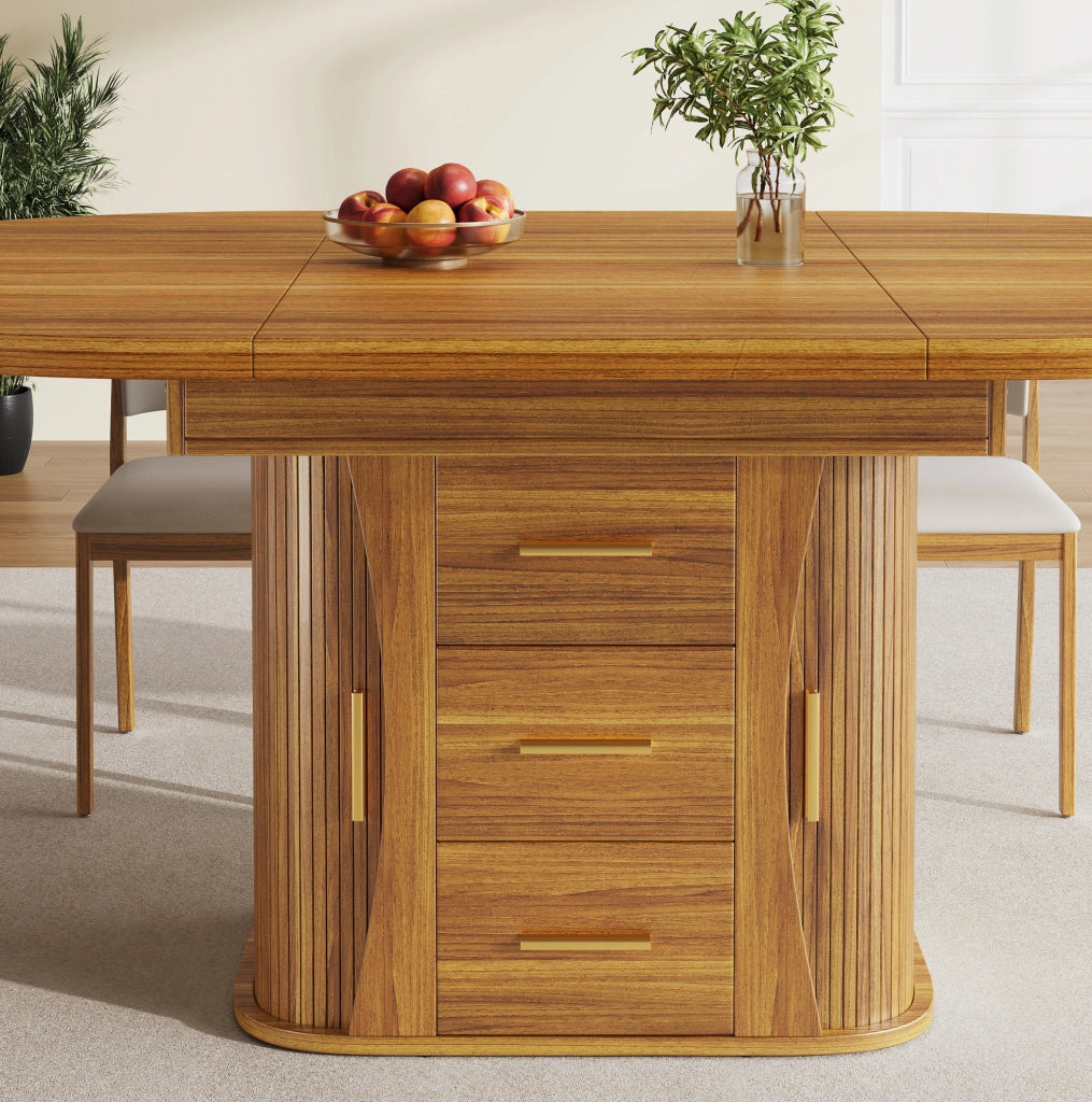 Tavolo da pranzo allungabile ovale in MDF, 118-158 cm, noce, per fino a 6 persone