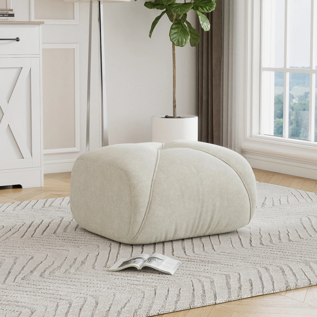 Pouf/Modulo divano modulare in chenille, colore beige chiaro