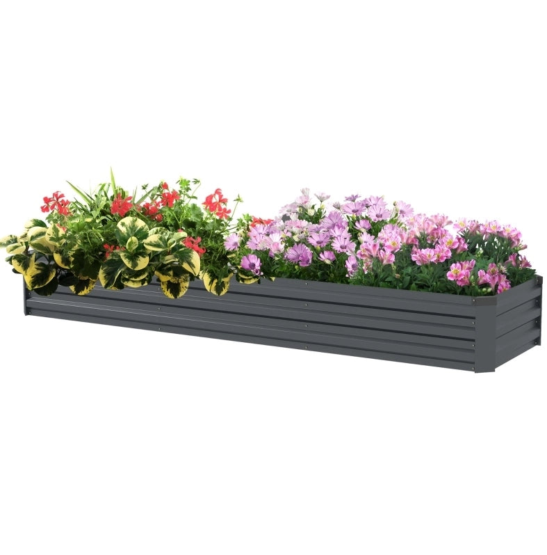 Fioriera rialzata 240x60x30 cm in acciaio zincato grigio scuro con fondo aperto