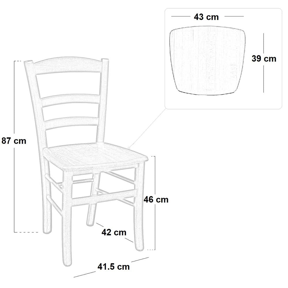 Sedia da sala da pranzo Paesana in legno noce chiaro con seduta in massello